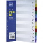 SEPARADORES DE 12 COLORES NUMERADOS DEL 1 -12 GRUESOS A4