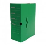 Caja archivo de 13,5 cms de lomo en cartón plast verde