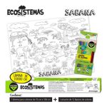 LÁMINA PARA DIBUJO 1M X 70 CMS ECOSITEMAS + CAJA 12 LAPICES PIZZINI COLORES