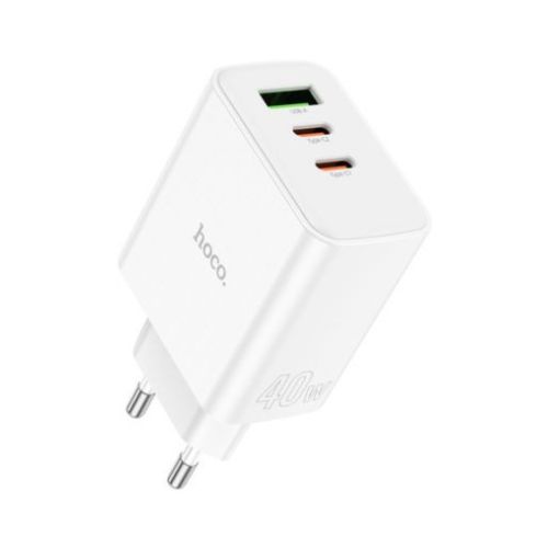 CARGADOR DE PARED 2 USB-C/1 USB-A EU 40W WHITE HOCO C126A